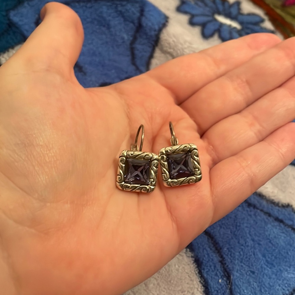 Brighton purple lever back earrings